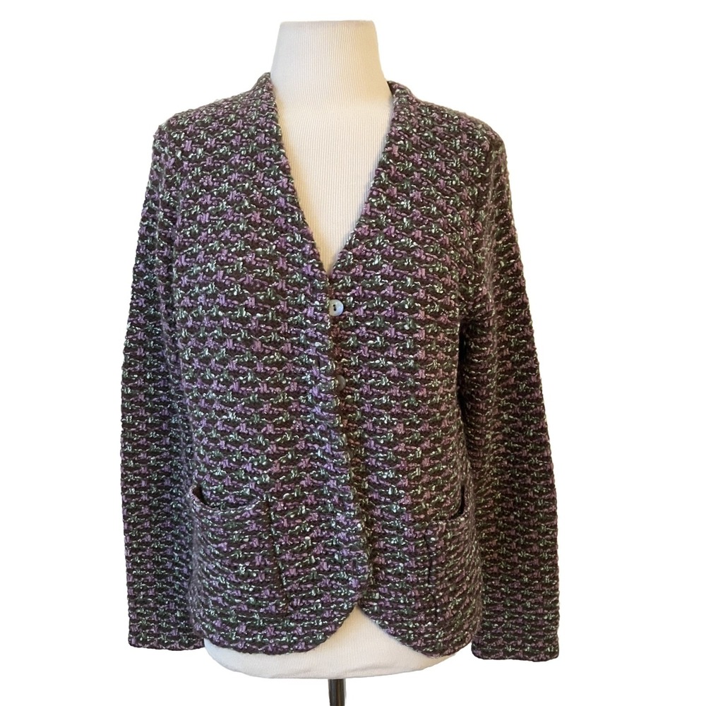 Charter‎ club Cardigan Sz L Multicolor Pockets Grannycore Prairie Cottagecore